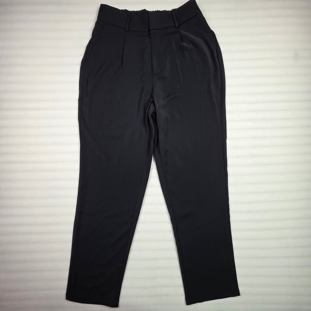 Halara Black High Waisted Pleated Trousers Elastic Back Size M tall